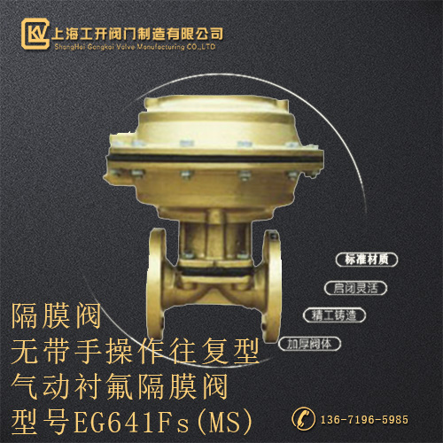 EG641Fs(MS)无带手操作往复型气动衬氟隔膜阀