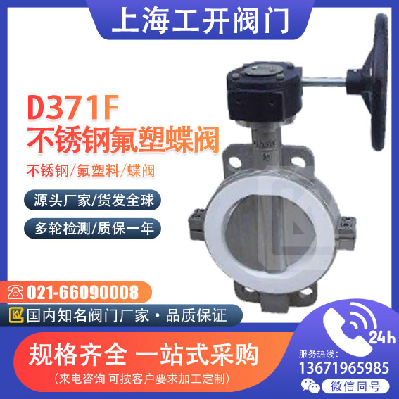 D371F-10 P不锈钢氟塑料密封涡轮蝶阀
